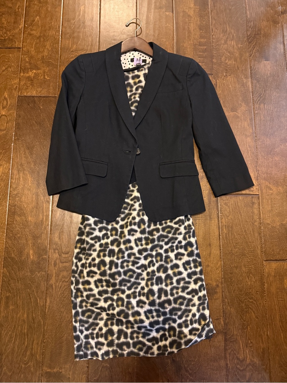 Ann Taylor Black Blazer with Leopard Print Dress